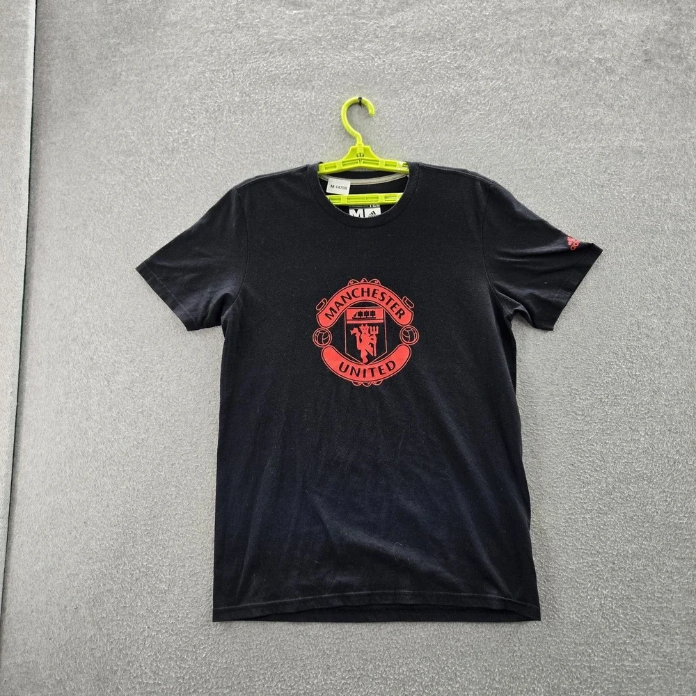 Manchester United Men Shirt M Black Adidas Go-To Performance Tee Activewear